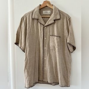 Abercrombie & Fitch camp collar summer linen-blend shirt light brown